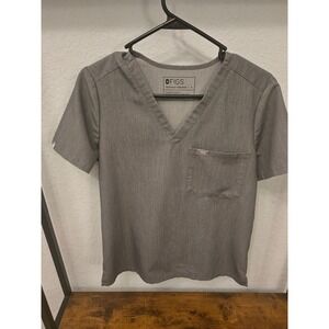 FIGS Technical Collection Grey V Neck Scrub Top Women's Size S